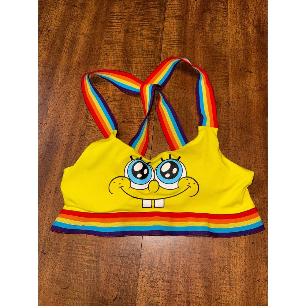 Hot Topic Spongebob Squarepants Womens Rainbow Racerback Sports Bra Size M